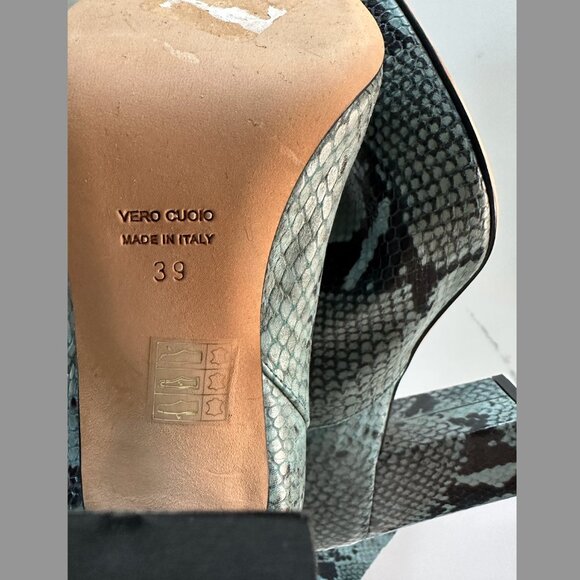 Paris Texas Blue Snakeskin Heeled Boots - Picture 14 of 16